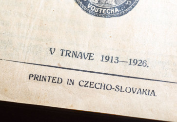 Detail titulného listu spolkového Svätého písma s vydavateľskými údajmi. Snímka: Erika Litváková