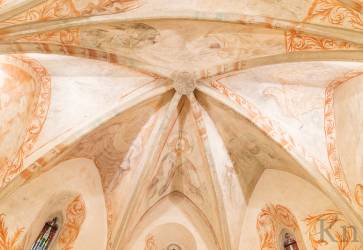 Freska Pantokratora je umiestnen v ukonen presbytria, tie je datovan do druhej fzy freskovej vzdoby kostola na prelome 14. a 15. storoia. Snmka: Erika Litvkov/KN